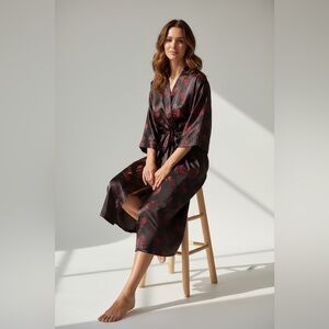 Vintage SFL Spring Black & Red Dragon Kimono Robe